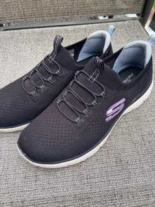 Skechers Schuhe Damen 9 Lite-Weight Slipper Schwarz Sneaker Stretch Fit - Bild 1 von 4