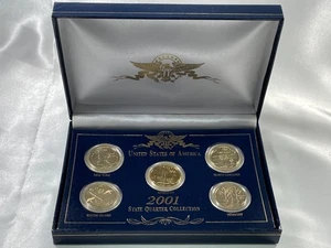 2001 24k Gold Plated Edition, State Quarter Collection, NY KY RI VT NC A16.21 - Picture 1 of 4