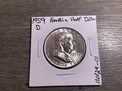 1959 D Franklin Silver Half Dollar in Uncirculated Condition 080624 72te - Image 1 of 4