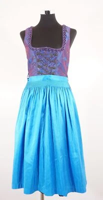 Country Line Kleid Dirndl-Kleid Gr 36 blau lila midi mit Schürze wie Neu A349 - Bild 1 von 4