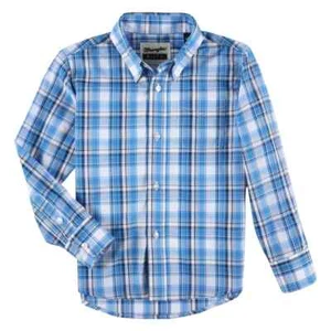 Wrangler Boy's Riata Long Sleeve Button Shirts BLUE - Picture 1 of 1