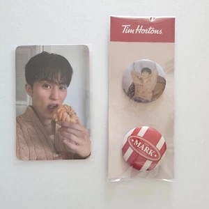 NCT DREAM MARK x TIM HORTONS COLLABORATION PIN BUTTON + PHOTOCARD SET - Picture 1 of 6