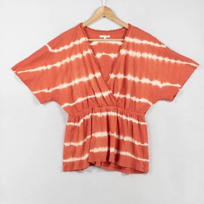 Top tejido Maurices talla mediana naranja coral blanco rayas tie dye algodón envoltura sintética Foto 1 de 4