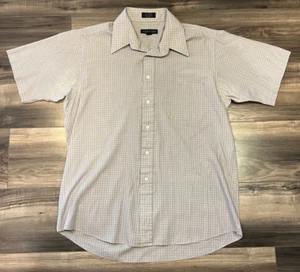 Modern Elements Shirt Mens Large 16 Short Sleeve Button Up Light Check Tan - Picture 1 of 6