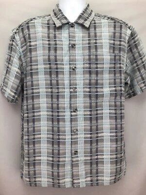 ExOfficio Button Shirt Mens Small Rayon Blend Textured Pattern Gray Short Sleeve - Image 1 of 4