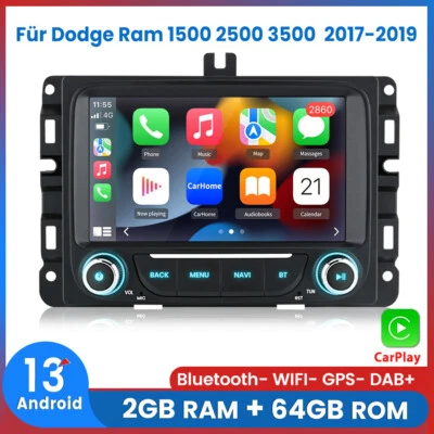 Carplay Android13 Autoradio GPS NAVI BT DAB+ 64G Für Dodge Ram 1500 2500 Pick-up - Bild 1 von 4