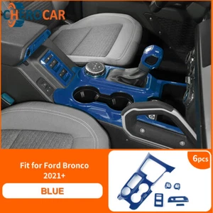 6PCS Blue Center Gear Shifter Panel Cover Kit For Ford Bronco 2021+ 4Dr Interior - Picture 1 of 18