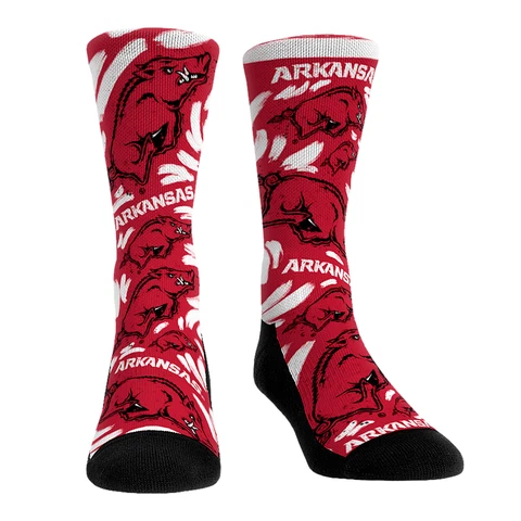Unisex Rock Em Socks Arkansas Razorbacks Allover Logo & Paint Crew Socks Cover