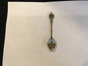 Cucchiaio Souvenir Vintage Italiano Roma 800 Argento Smalto Chiesa Cattolica 4 3/4" - Foto 1 di 6