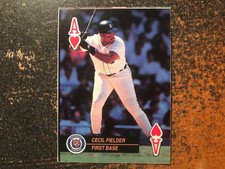 Cecil Fielder Tigers 1992 US Playing Card Aces RARE HAND CUT SQUARE PROOF CARD 