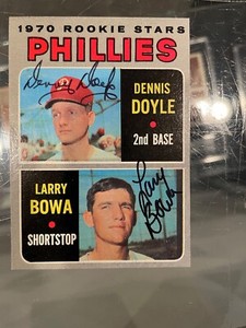 1970 TOPPS #539 LARRY BOWA DENNIS DOYLE ROOKIE SIGNED AUTO BASEBALL CARD NM