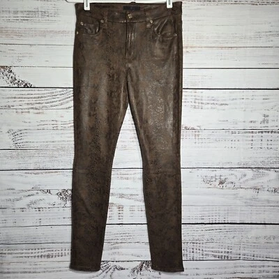 7 For all Mankind Snakeskin Print High Waisted Coated Skinny Leggings sz 27 - Image 1 of 4