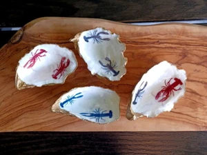 Küstenhummer Austernschale Schale - maritimes Dekor in rot, blau, schwarz - Bild 1 von 13