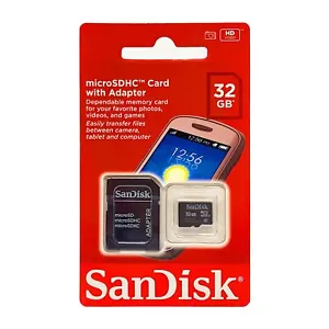 SanDisk 32GB microSDHC Card with SD & miniSD Adapters - Picture 1 of 2