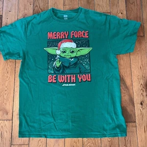 Camiseta Star Wars Merry Force Be With You Para Hombre Talla Grande Navidad Verde - Imagen 1 de 5