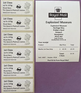 RN EXPLOSIONS 'THE QUEEN'S PLATINUM JUBILEE ' - R20YAL FIRST CLASS STRIPS - Picture 1 of 2