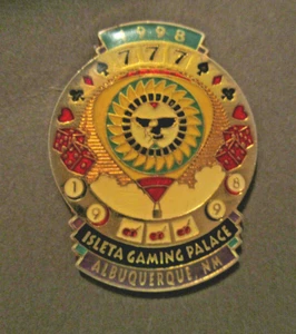 Vintage~Isleta Gaming Palace~Albuqueruque, NM~Pinback~Hat Pin~1998 - Picture 1 of 10