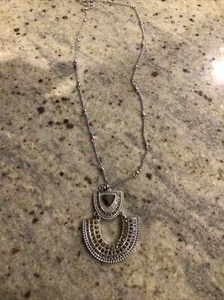 Lucky Brand Two Tone Crystal & Stone Hanging Necklace, NWT - Picture 1 of 4
