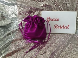 VIOLET PLAIN DUCHESS SATIN DOLLY BAG MAID. PROM  FLOWER GIRL *UK MADE/SELLER* - Picture 1 of 6