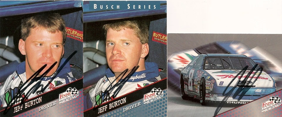 (3) Jeff Burton FINISH LINE 1994 RAYBESTOS FORD #8 signed cards - Image 1 of 1