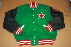 Vintage Stewart Strauss Letterman’s VARSITY JACKET RED GREEN BLACK COWBOYS XS - Picture 1 of 3