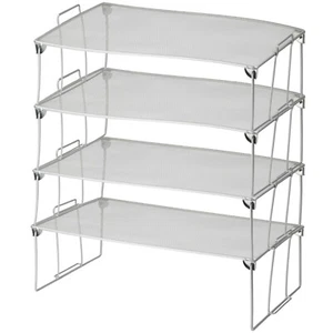 Ybm Home Stackable Mesh Shelf Silver 22 In. L x 12 In. W x 6.5 In. H 4 Pack - Picture 1 of 1