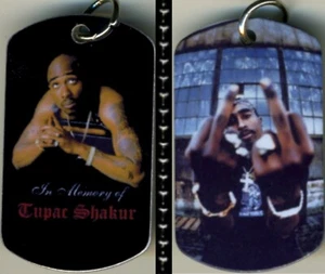 Tupac Shakur RIP In Memory Color Photo Aluminum Dog Tag Necklace 30" chain NEW - Picture 1 of 1