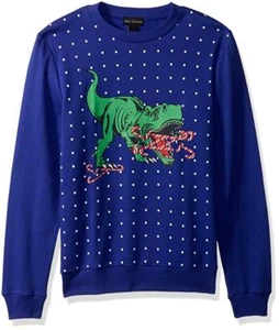 Alex Stevens Men's Candy Cane T-Rex Ugly Christmas Sweater Style Sweatshirt - Picture 1 of 3