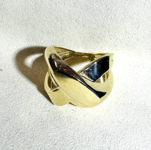 Anillo abstracto ancho de oro amarillo macizo de 10K talla 8 - Imagen 1 de 6