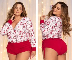 Mapale 7530X Long Sleeve Sleep Romper Color Holiday Print - Picture 1 of 9