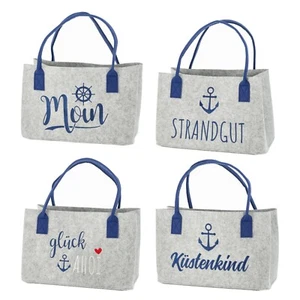 Filztasche Maritim Einkaufstasche Filz Shopper Moin Strandgut Küstenkind Ahoi - Bild 1 von 5