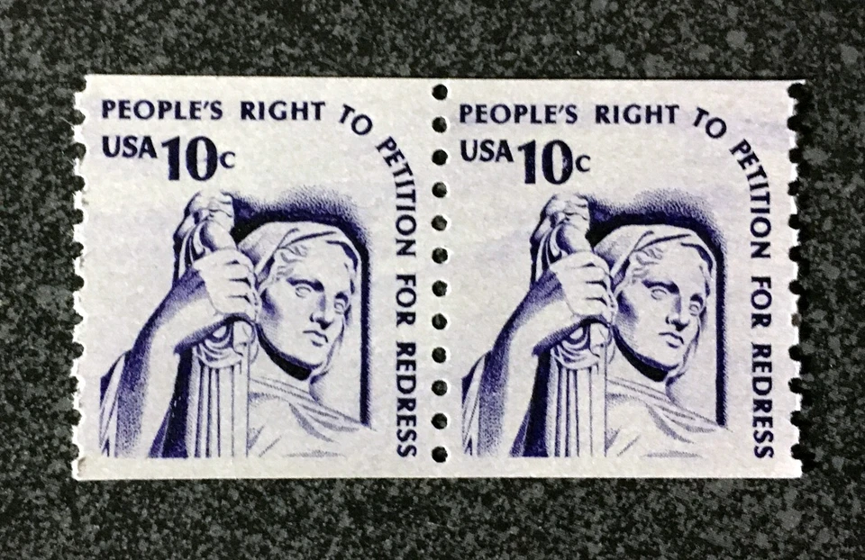 USA1975 #1617 10c Contemplation of Justice Americana  Coil Pair (shiny gum) mint - Image 1 of 1