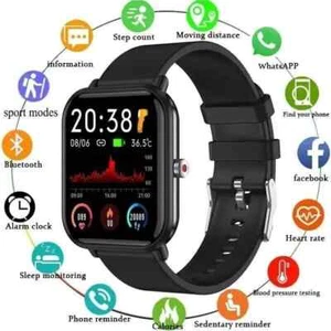 Smart Watch Men Women Fitness Tracker Blood Pressure Heart Rate Sport Watches UK - Picture 1 of 13