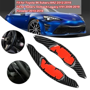 For Subaru Toyota 86 Black Carbon Fiber Steering Wheel Paddle Shifters Cover - Picture 1 of 10
