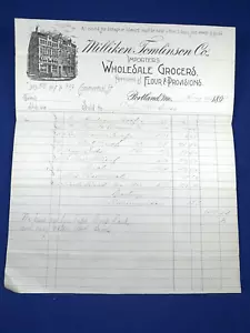 1893 Ricevuta Milliken Tomlinson Co. Portland, ME Grocers, Farine & Provviste - Foto 1 di 9