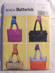 Butterick 5834 Sewing Pattern Puffy Handbags Quilted Purses Tote Uncut - Picture 1 of 4