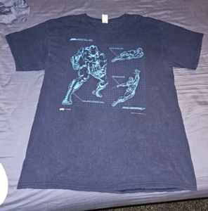 Marvel TShirt Iron Man Mens Large Navy Blue Prototype Blueprint Nerd Block - Picture 1 of 5