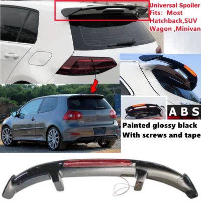 Universal Gloss Black Rear Roof Spoiler Wing w/LED Light Fit For VW R32 2008 - Image 1 of 4
