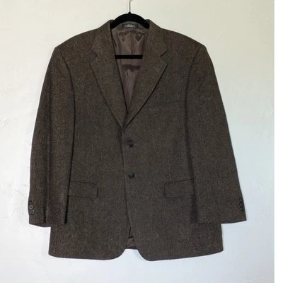 Towncraft Blazer Mens 42S Brown Herringbone Lined Wool Lambswool Preppy Academia - Image 1 of 4