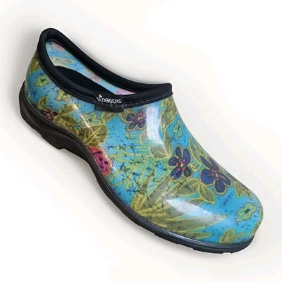 Sloggers Waterproof Graden Shoes Women’s Size 10 Slip On Blue Floral - Image 1 of 4