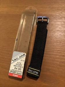 Tec.One 20mm Nylon Sport black Watch Band Speidel 5116 NIP FS - Picture 1 of 6