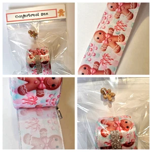 PINK GINGERBREAD MAN RIBBON..3 METRES..25MM.SATIN RIBBON.IDEAL FOR CHRISTMAS. - Picture 1 of 5