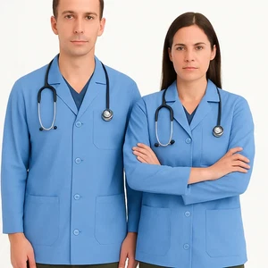 Consultant Unisex Blue Lab Jacket – Medical, Dental, Student Scrub Workwear Coat - Picture 1 of 4