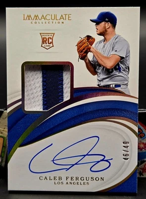 💥2019 Immaculate Caleb Ferguson Rookie Auto RPA /49 On Card Game Used Dodgers💥 - Image 1 of 3