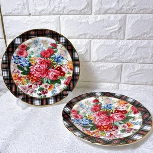 Ralph Lauren Hampton Plato Floral 21cm Juego de Par MADERA DE CUÑA - Imagen 1 de 10