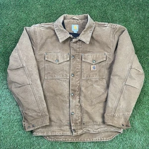 Carhartt Berwick Giacca di Tela Foderata in Pile "Marrone" 101230-211 Uomo M - Foto 1 di 10