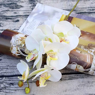 Flor Artificial 3d Pequeña Mariposa Orquídea 6 Cabezas/Paquete Falso Hogar Cortinas Hágalo Usted Mismo Foto 1 de 4