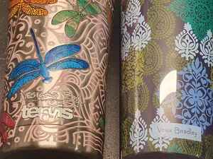 Turvis Metal Dragonfly Travel Mug Vera Bradley Drinks Cup Straw Coffee Juice - Picture 1 of 14