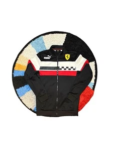 Puma Ferrari Uomo Scuderia Racing Jacket Nero Rosso Zip-Up Track Jacket Taglia S - Foto 1 di 7