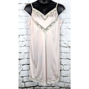 VINTAGE FORMFIT A Cut Above Shiny Nylon Lace Slip Dress Glamour USA Size 40 Tall - Picture 1 of 7